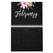 Elegante Floral aquarel zwart-wit 2025 Kalender (Feb 2026)