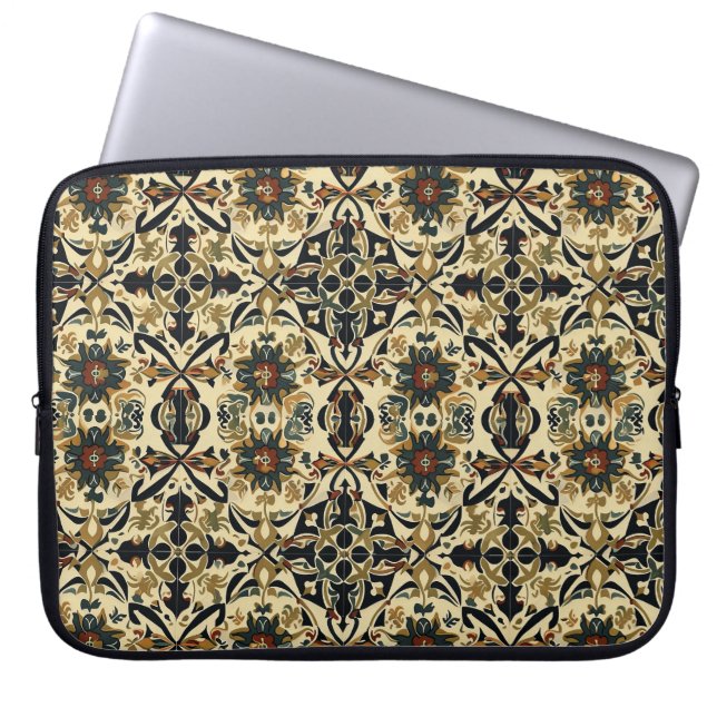 Elegante Floral Arabesque Laptop Sleeve (Voorkant)