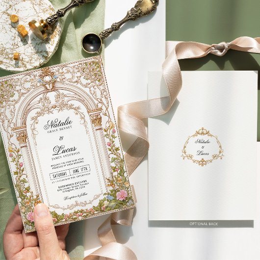 Elegante Floral Arch Art Nouveau bruiloft uitnodig Kaart