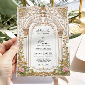 Elegante Floral Arch Art Nouveau bruiloft uitnodig Kaart