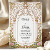 Elegante Floral Arch Art Nouveau bruiloft uitnodig Kaart