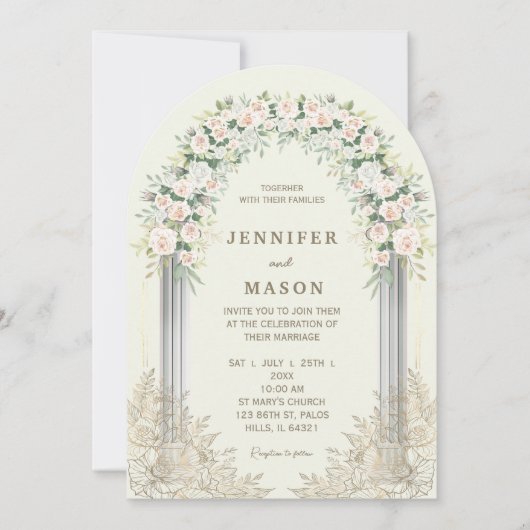 Elegante Floral Arch bruiloft uitnodiging (Voorkant)
