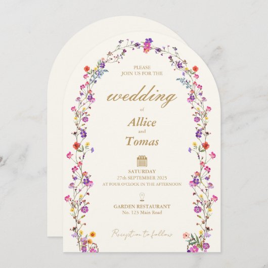 Elegante Floral Arch bruiloft uitnodiging (Voorkant / Achterkant)