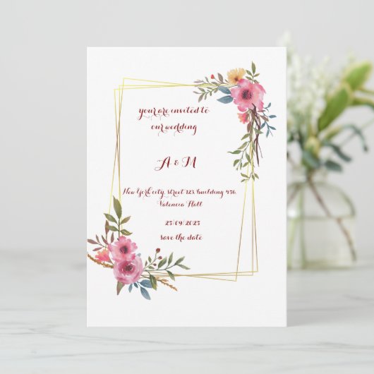 Elegante Floral Arch bruiloft uitnodiging | (Staand voorkant)