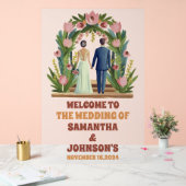 Elegante Floral Arch Bruiloft Welkom Frosted Acryl Bord (Huwelijk)