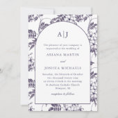 Elegante Floral Arch Monogram Bruiloft Kaart (Voorkant)