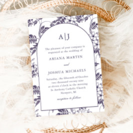 Elegante Floral Arch Monogram Bruiloft Kaart