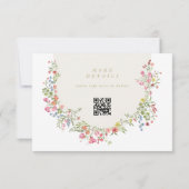 Elegante Floral Arch QR CODE TERUG bruiloft websit RSVP Kaartje (Achterkant)