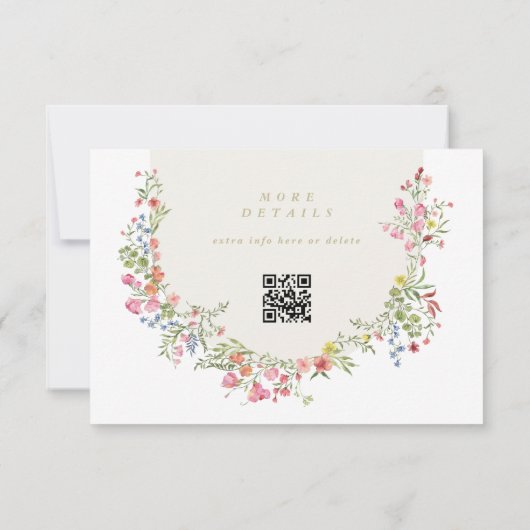 Elegante Floral Arch QR CODE TERUG bruiloft websit RSVP Kaartje (Achterkant)