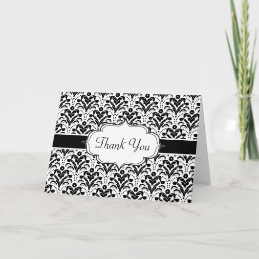 Elegante Floral Art Deco Damask 1930s Patroon Bedankkaart (Voorkant)
