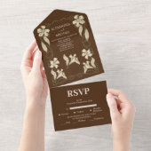 Elegante Floral  Art Nouveau bruiloft All In One Uitnodiging (Afscheurbaar)