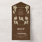 Elegante Floral  Art Nouveau bruiloft All In One Uitnodiging (Binnen)