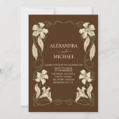 Elegante Floral Art Nouveau bruiloft Kaart (Voorkant)