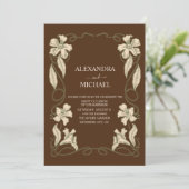 Elegante Floral Art Nouveau bruiloft Kaart (Staand voorkant)