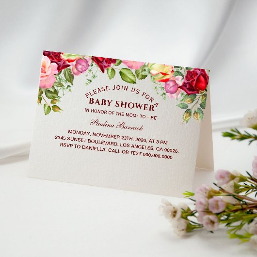 Elegante Floral Baby shower Gevouwen Uitnodiging