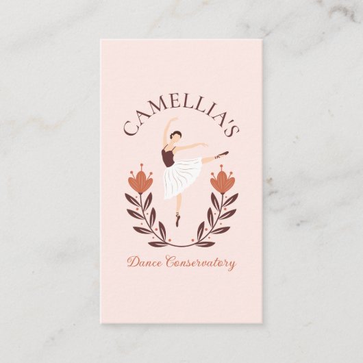 Elegante Floral Ballet Dance Instructor School Pin Visitekaartje (Voorkant)