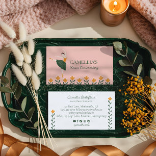 Elegante Floral Ballet Dance Instructor School Pin Visitekaartje