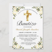 Elegante Floral Bautizo Amarillo Bebé Kaart (Voorkant)