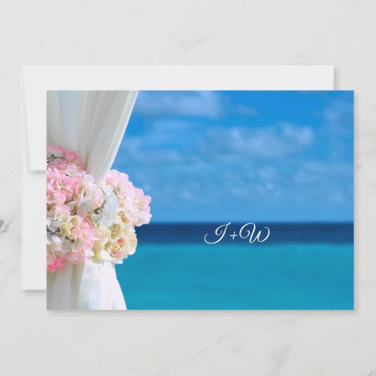 Elegante Floral Beach Zomer bruiloft uitnodiging (Achterkant)