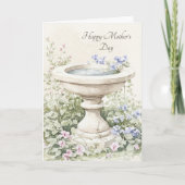 Elegante Floral Birdbath Moederdag Feestdagen Kaart (Voorkant)