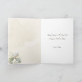 Elegante Floral Birdbath Moederdag Feestdagen Kaart (Binnen)