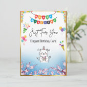 Elegante Floral Birthday Kaart voor haar. (Staand voorkant)