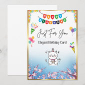 Elegante Floral Birthday Kaart voor haar. (Voorkant / Achterkant)