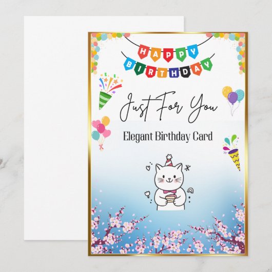 Elegante Floral Birthday Kaart voor haar. (Voorkant / Achterkant)