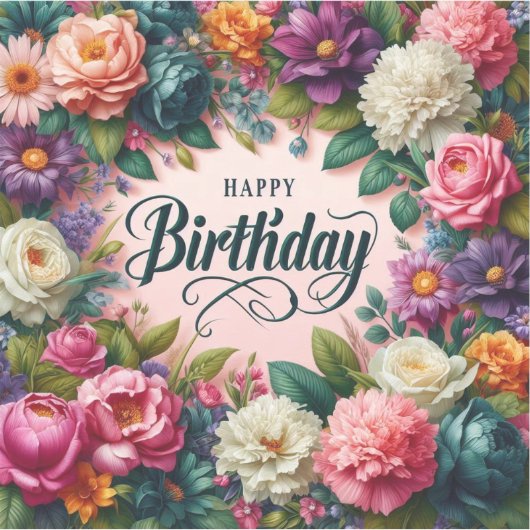 Elegante Floral Birthday sticker (Voorkant)
