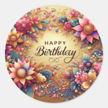 Elegante Floral Birthday stickers