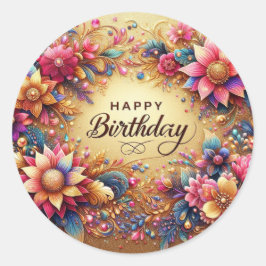 Elegante Floral Birthday stickers