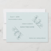 Elegante Floral Blauwgroen bruiloft Save the Date (Voorkant)