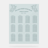 Elegante Floral Blauwgroen Zitting Chart Acryl Bord (Voorkant)