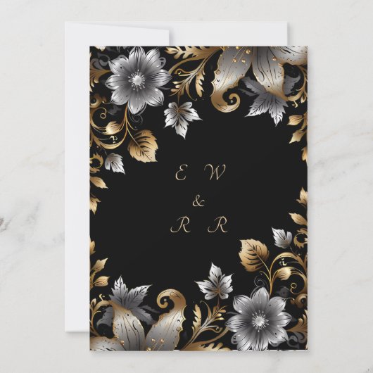 Elegante Floral Bliss bruiloft uitnodiging (Achterkant)