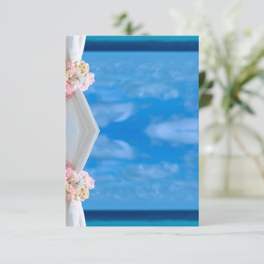 Elegante Floral Blue Ocean Beach trouwplaatskaart (Staand voorkant)