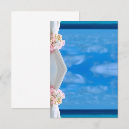 Elegante Floral Blue Ocean Beach trouwplaatskaart (Voorkant / Achterkant)