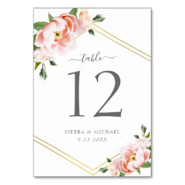 Elegante Floral Blush Peony Goud Geometrische Brui Kaart