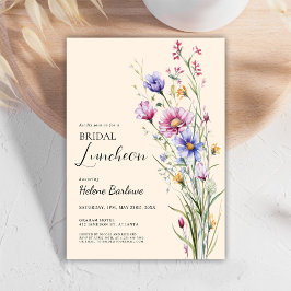Elegante Floral Bohemian Wildflower Bridal Luncheo Kaart