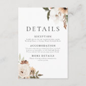 Elegante Floral Boho bruiloft details Informatiekaartje (Voorkant)