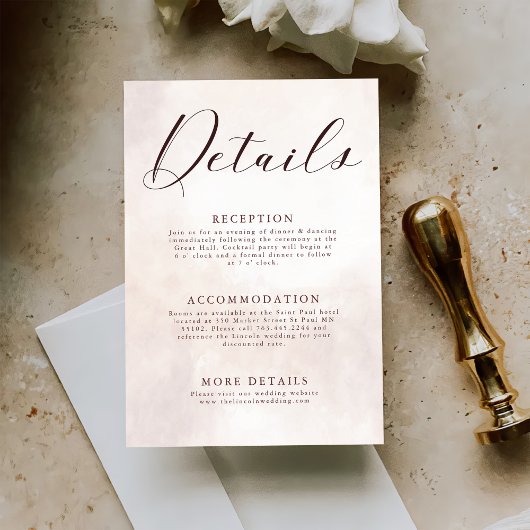 Elegante Floral Boho bruiloft details Informatiekaartje