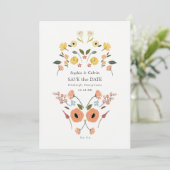 Elegante Floral Boho Bruiloft Save the Date (Staand voorkant)