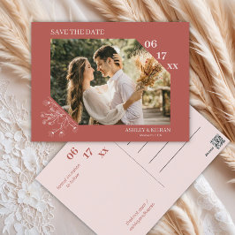 Elegante Floral Boho Bruiloft Save the Date Briefkaart