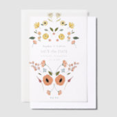 Elegante Floral Boho Bruiloft Save the Date Vellum Uitnodigingen (Offset)