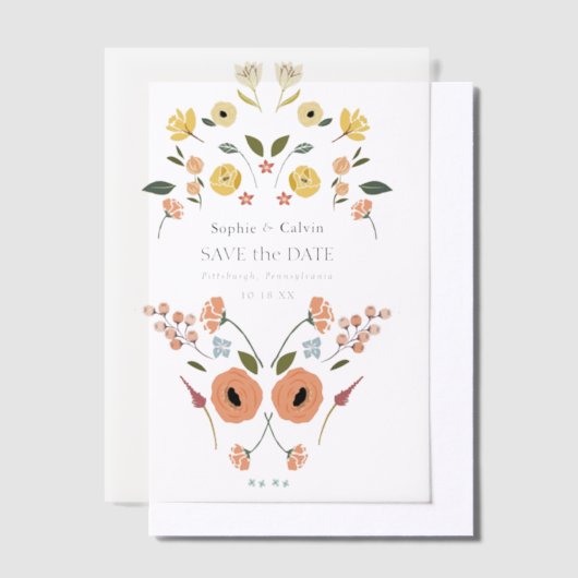 Elegante Floral Boho Bruiloft Save the Date Vellum Uitnodigingen (Offset)