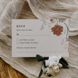 Elegante Floral Boho RSVP-kaart RSVP Kaartje