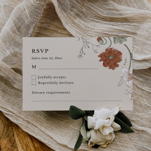 Elegante Floral Boho RSVP-kaart RSVP Kaartje