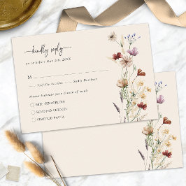 Elegante Floral Boho RSVP-kaart RSVP Kaartje
