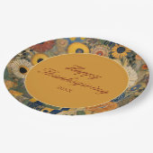 Elegante Floral Boho Thanksgiving Papieren Bordje (Gekanteld)