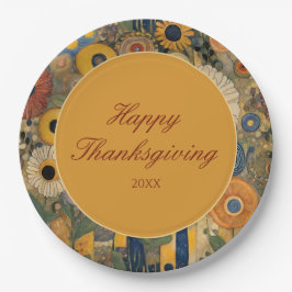 Elegante Floral Boho Thanksgiving Papieren Bordje