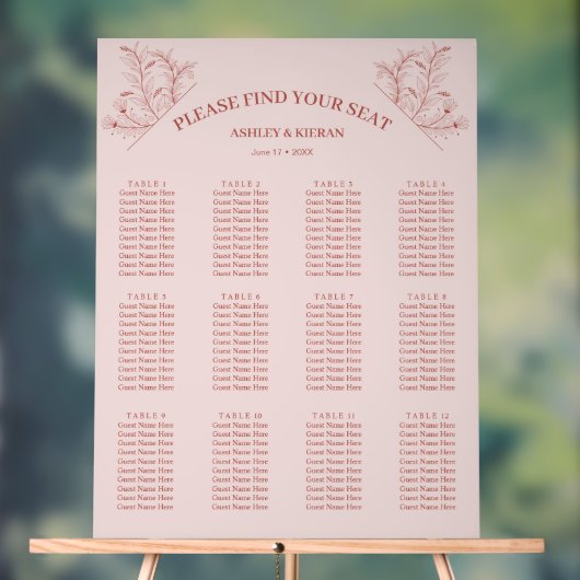 Elegante Floral Boho Zitplaatskaart Acryl Bord (Neutraal)